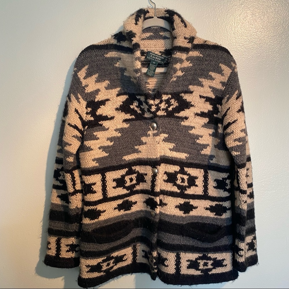 Vintage Ralph Lauren Hand Knit Western Cardigan M